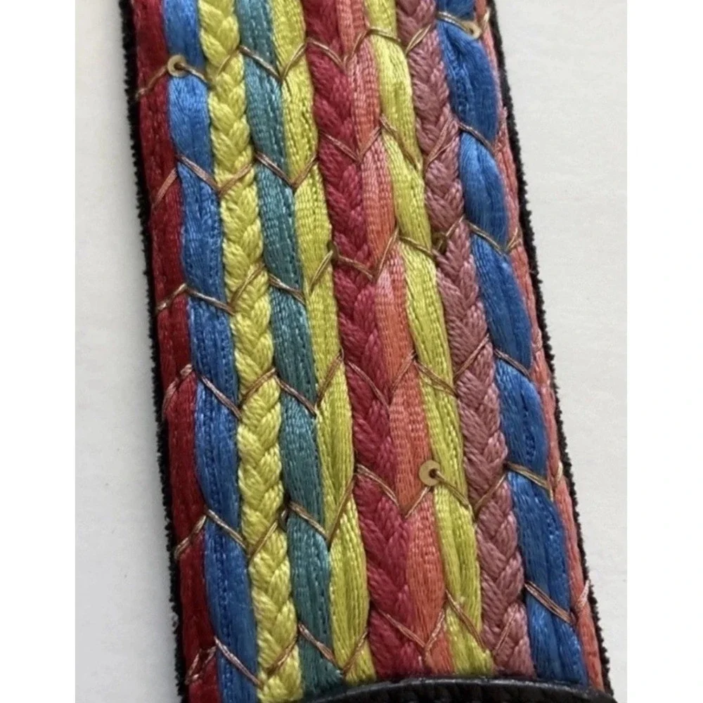 Chicos Margarita Trouser Belt Women Leather Multicolor Braided Boho Waist Medium